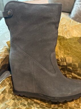 UGG Gray Suede Wedge Boot